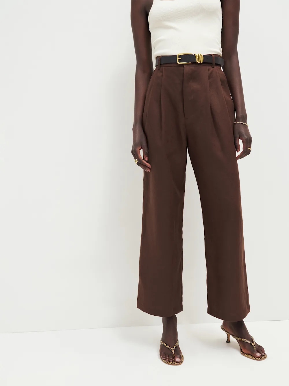 Reformation Mason Cropped Linen Pant Cafe Brown Size 2